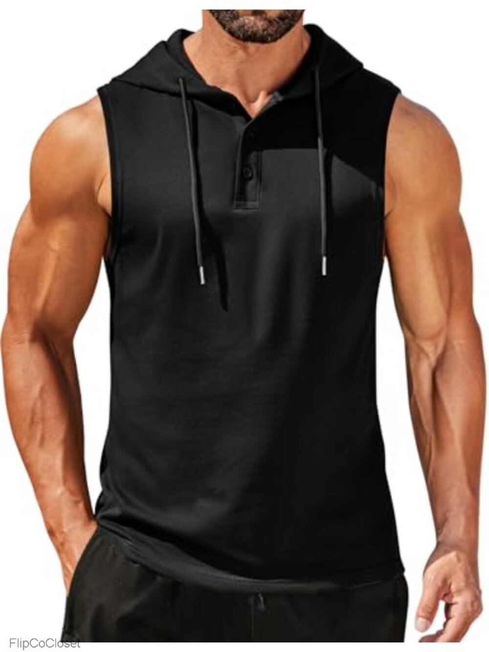 Men's Sleeveless Workout Hoodie Cotton Blend Muscle Tank Top Gym Bodybuilding
